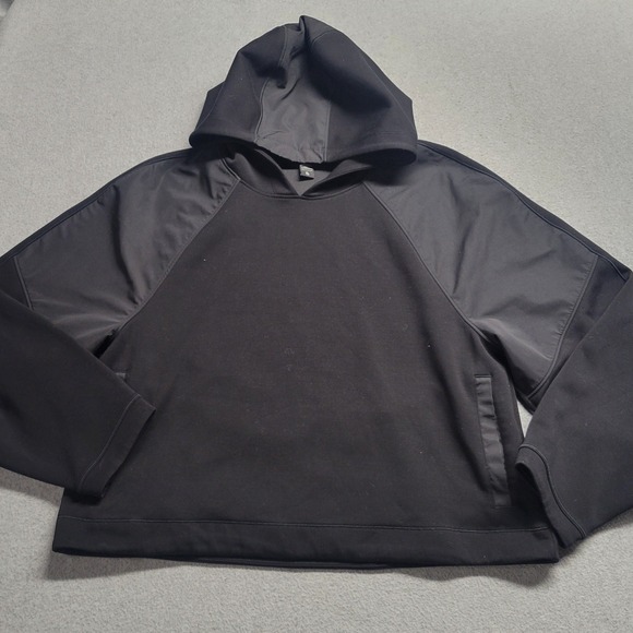 Athleta Get Set Sweatshirt Hoodie Pullover Black XL Raglan Activewear Jacket - Picture 9 of 9